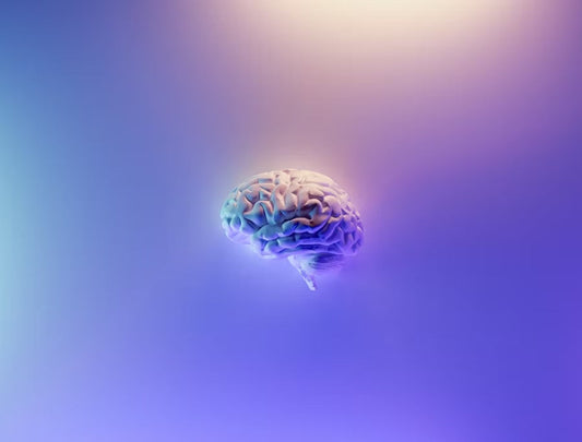 Brain with purple hue and lots of dimension